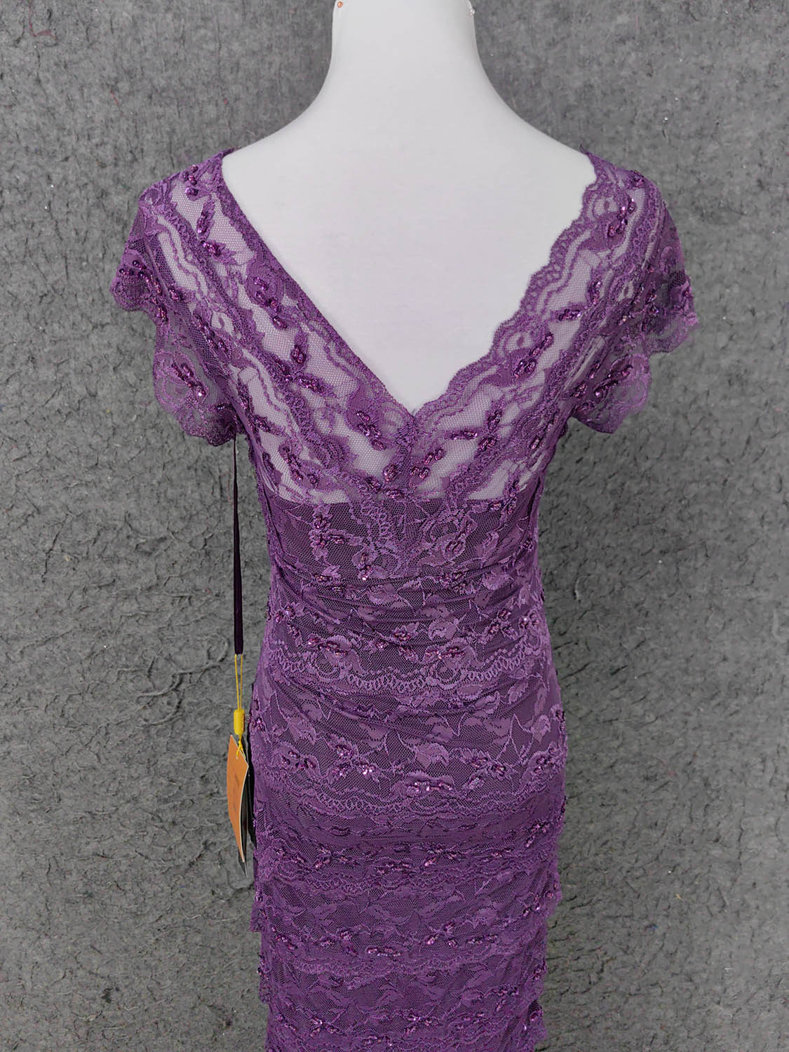 Elegant Purple V-Neck Lace Long Prom Dress Evening Dress P4643 - Image 7