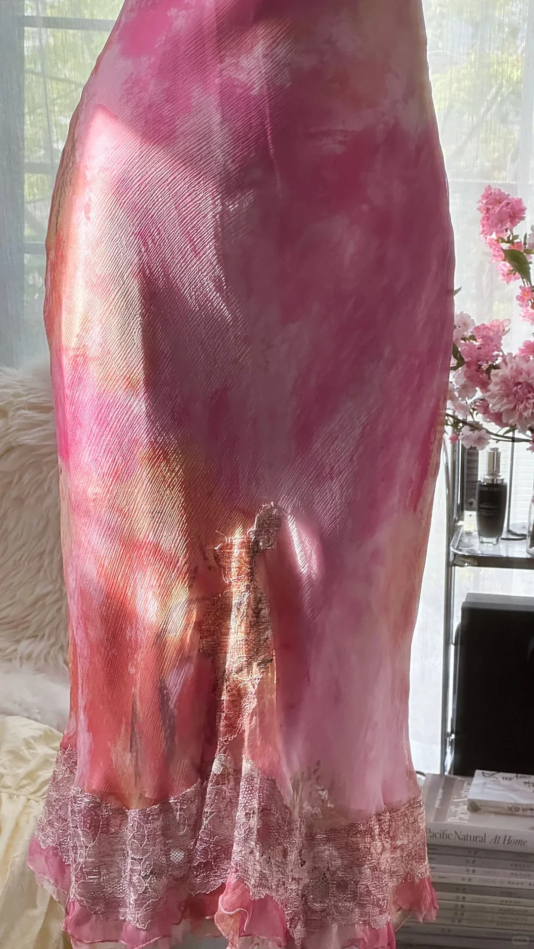 Elegant Rose Oil Painting Gradient Pink Mermaid Prom Dress P3279 - Image 6