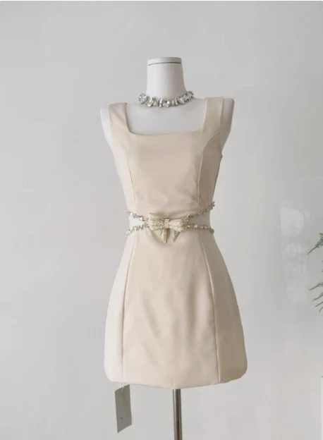 Elegant Square Neck Sleeveless Hollow Diamond Birthday Short Skirt Homecoming Dress P3833 - Image 2