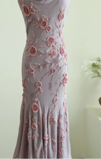 Elegant Swing Collar 3D Rose Strap Chiffon Mermaid Prom Dress P3786 - Image 5