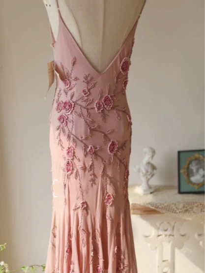 Elegant Swing Collar 3D Rose Strap Chiffon Mermaid Prom Dress P3786 - Image 9