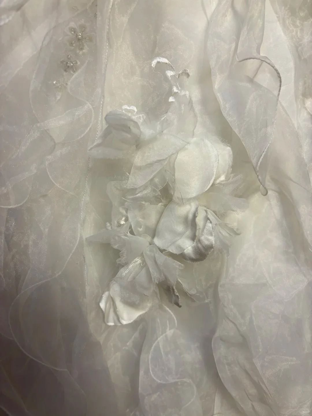 Elegant tube top heavy A-line fishtail three-dimensional flower wave lace skirt wedding dress P3028 - Image 5