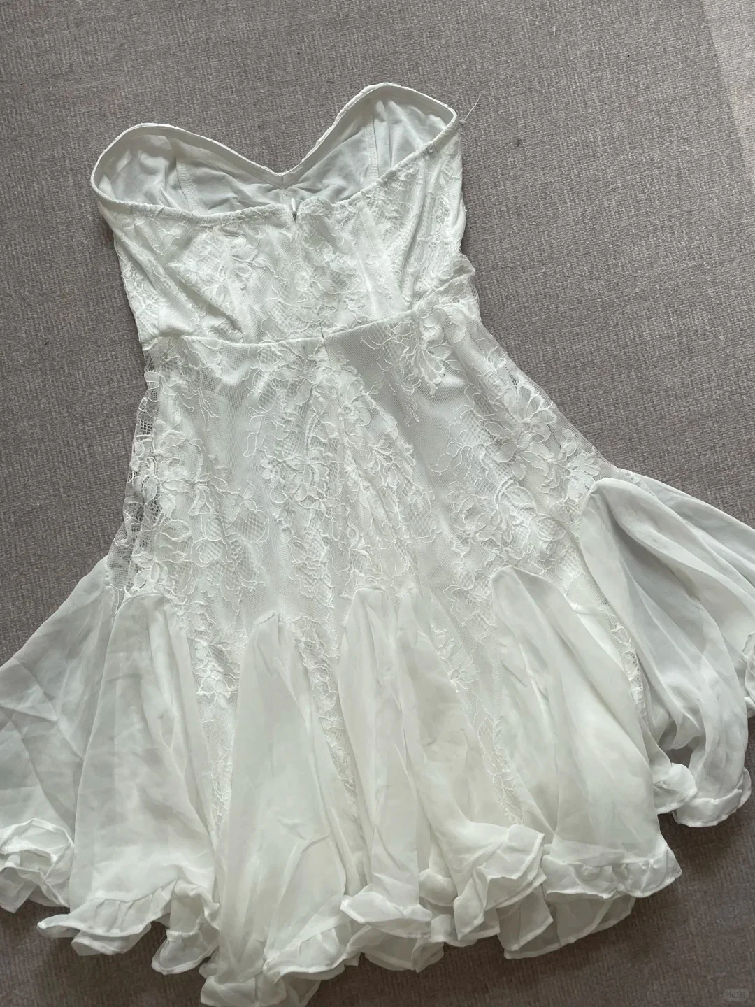 Elegant Tube Top White Lace Splicing Mesh A-line 17th Birthday Homecoming Dress P3725 - Image 3