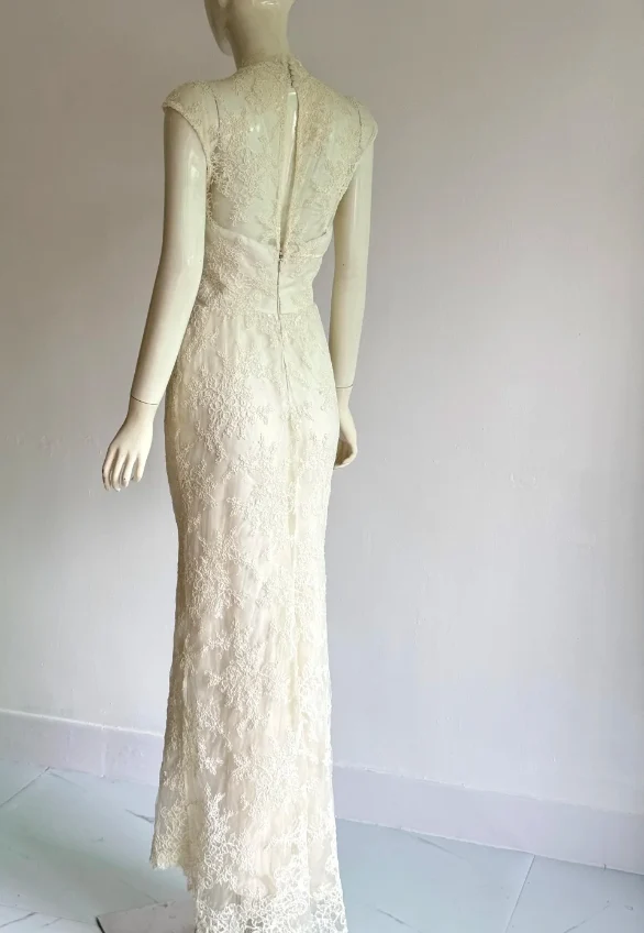 Elegant White Lace Hip-Wrapped Mermaid Long Prom Dress Evening Dress P4855 - Image 3