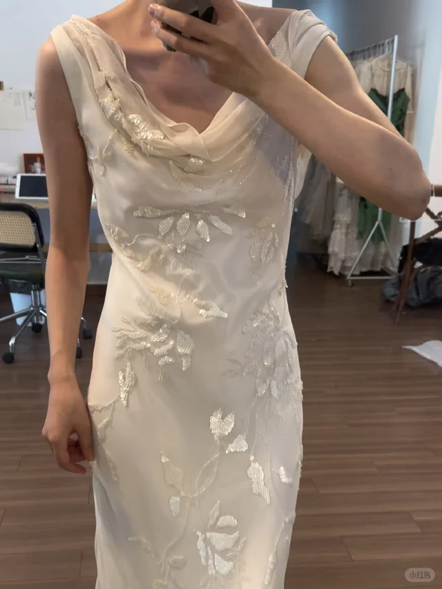 Elegant White Swing Neck Sequin Chiffon Long Prom Dress P3788 - Image 5