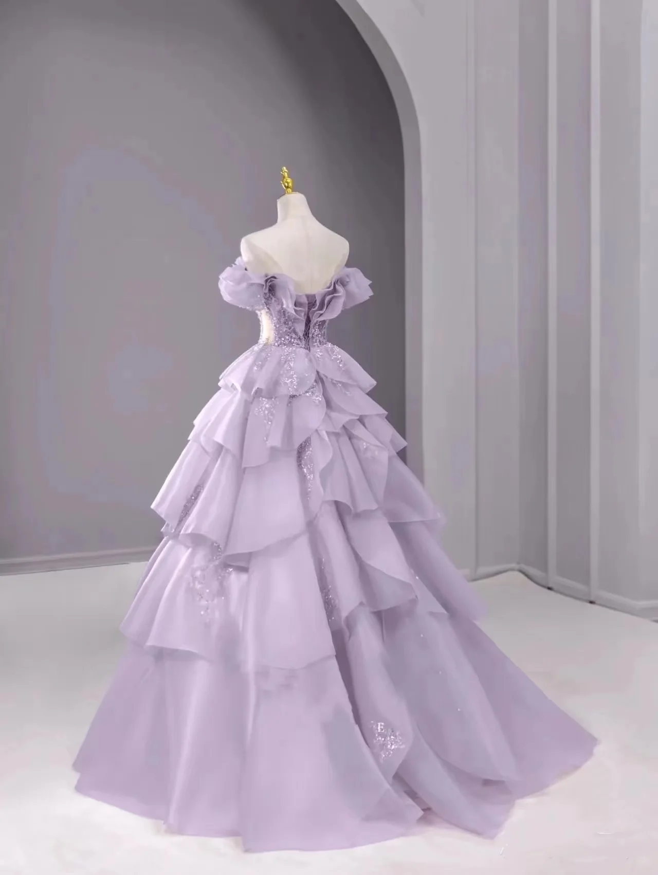 Fairy A Line Off The Shoulder Lilac Prom Dresses Evening Dress P2045 - Image 3