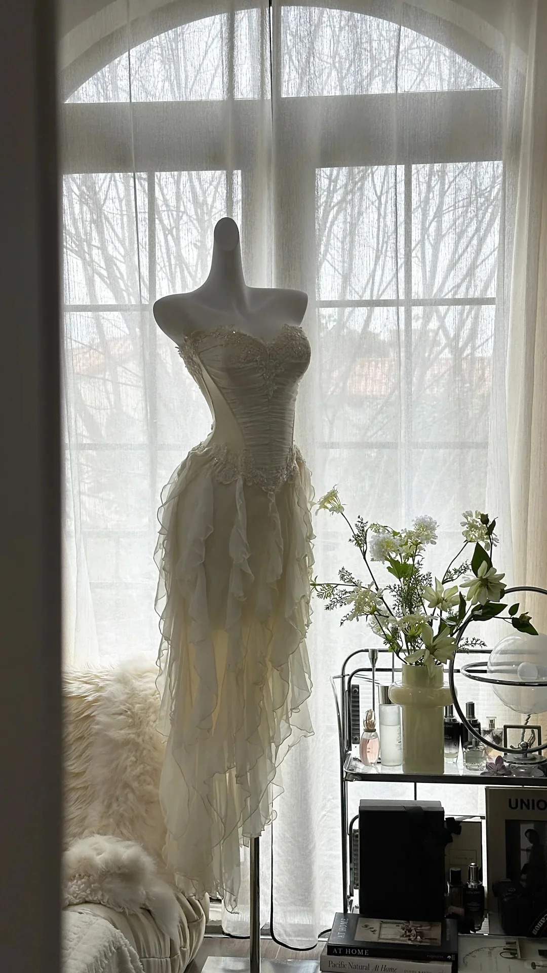 Fairy-like Tube Top With Heart-shaped Collar And Beaded Wood Ear Curled Skirt Chiffon Prom Dress P3294 - Image 6