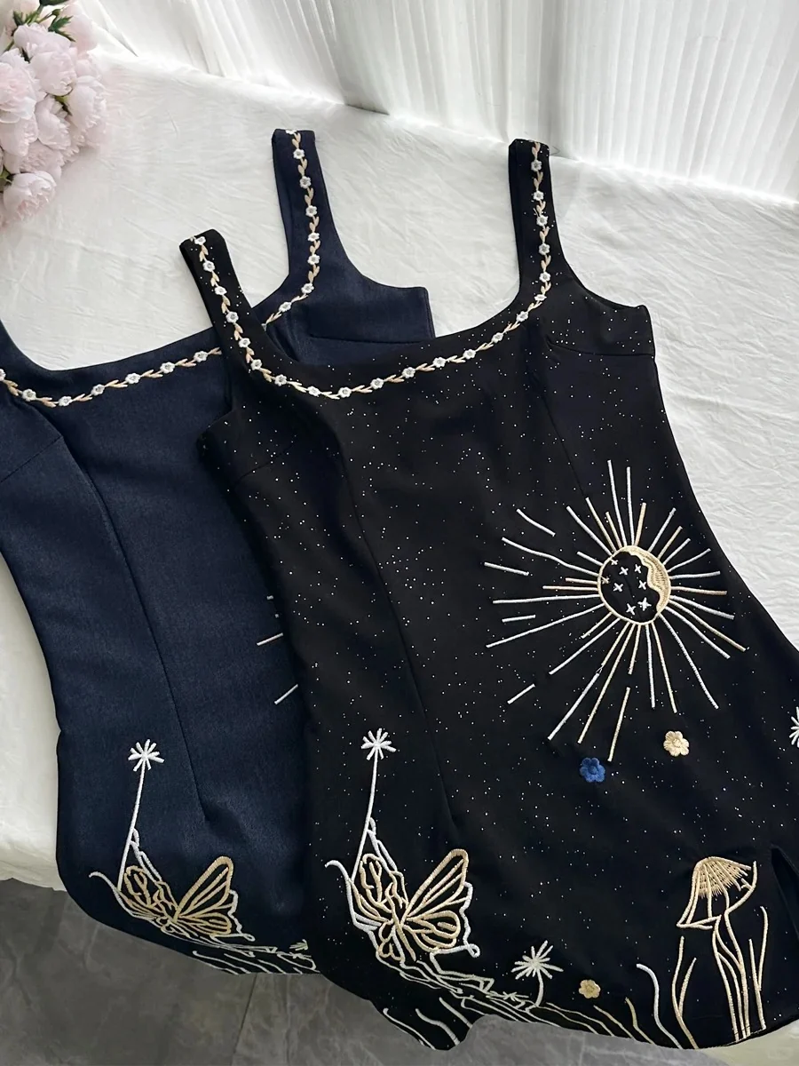 Fantasy Black Embroidered Slim Square Neck Short Birthday Dress Homecoming Dress P3991 - Image 5