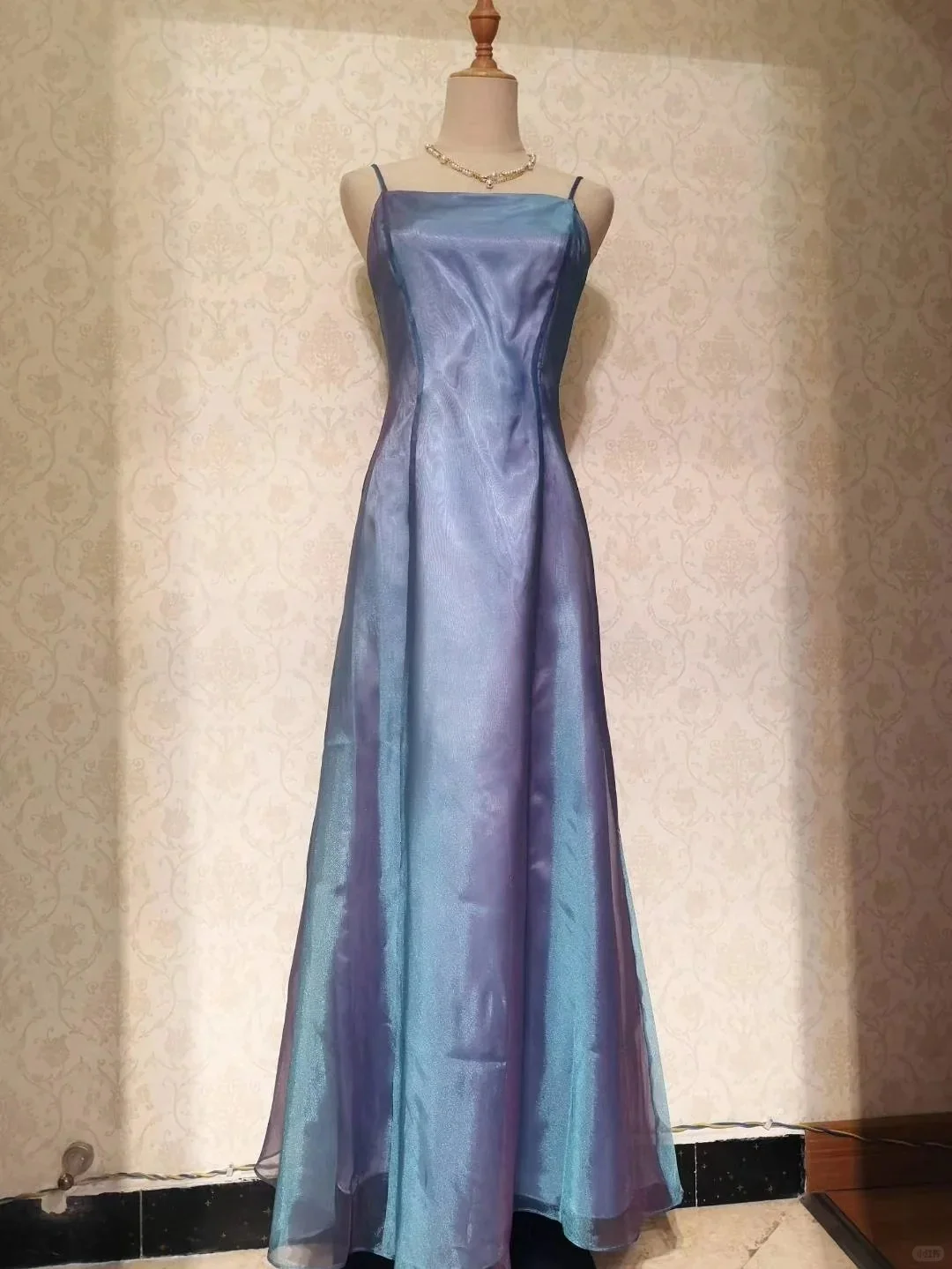 Flowing Bluish Purple Laser Long Prom Dress P3327 - Image 2