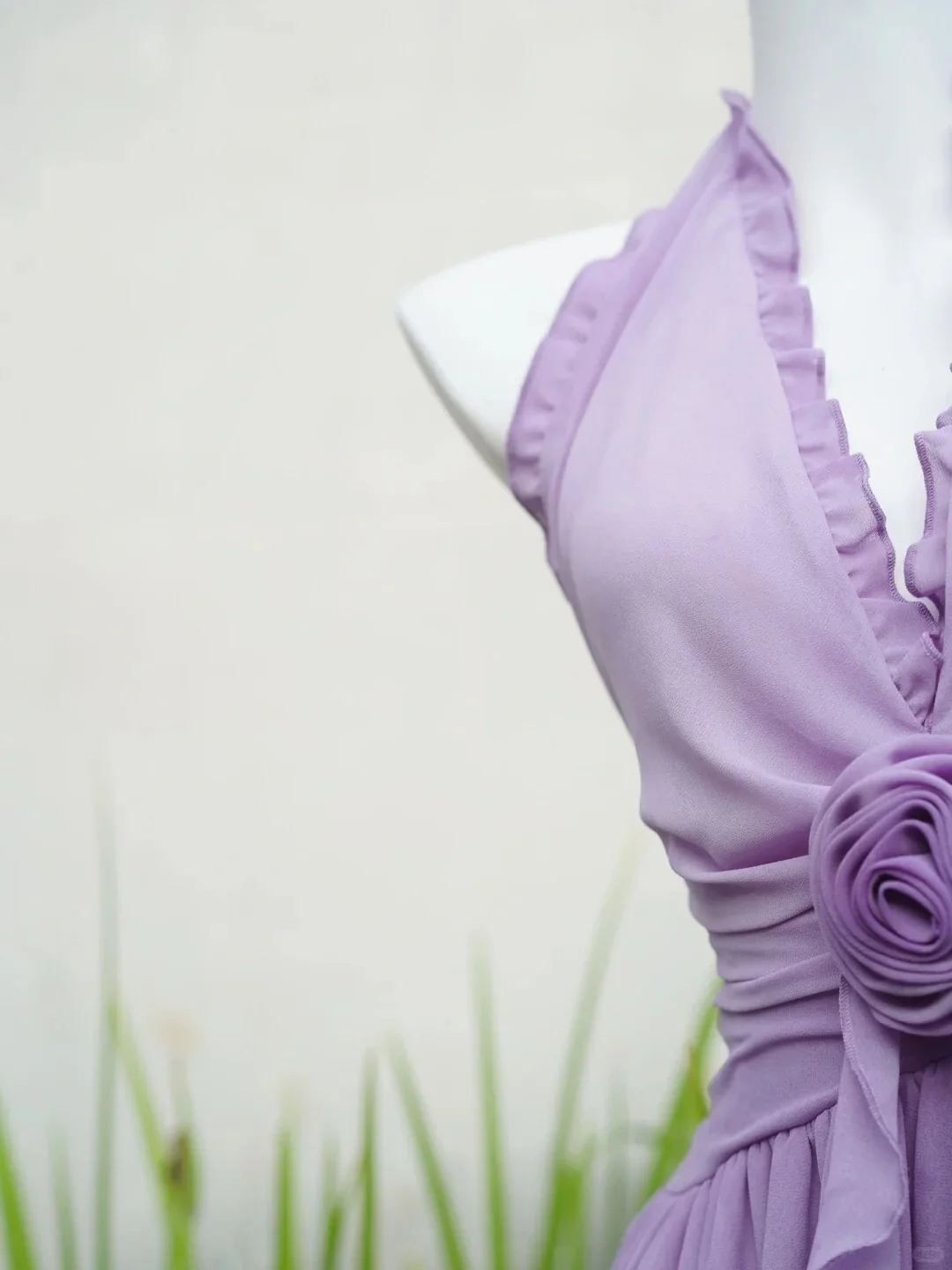 Flowing Chiffon Backless Purple Halter Neck Ruffled Long Prom Dress P3459 - Image 9