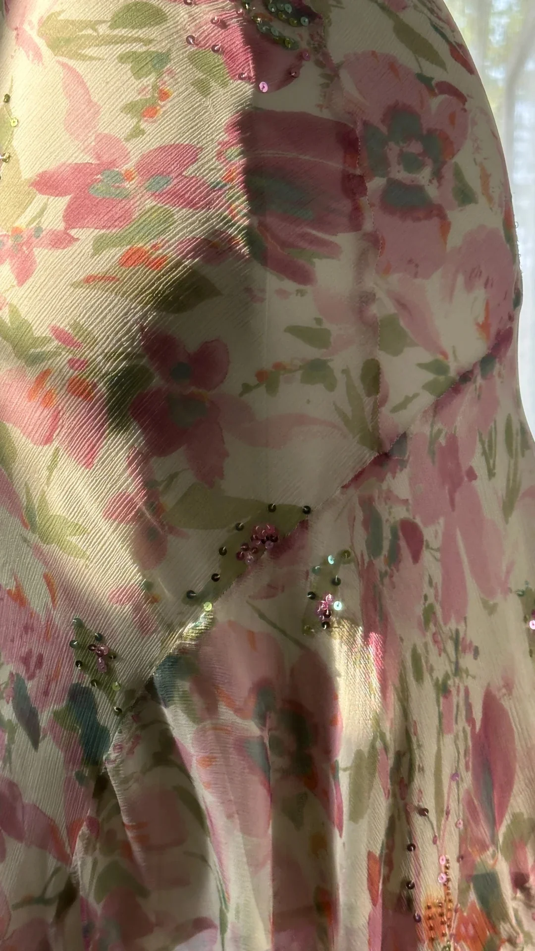Flowing Chiffon Sequin Print Pink Irregular Skirt Prom Dress P3280 - Image 5
