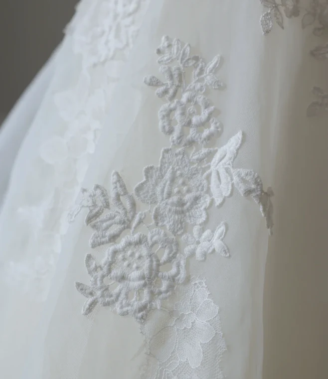 French Lace Strapless White Mermaid Wedding Dress P2567 - Image 6