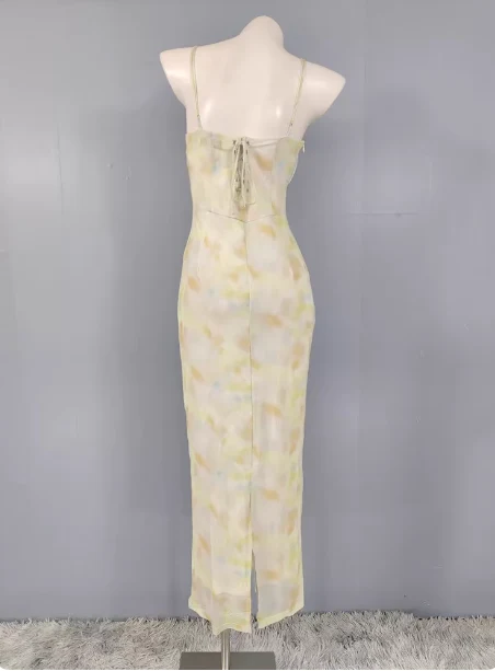 Fresh Gradient Print Spaghetti Strap Chiffon Long Prom Dress P4502 - Image 4