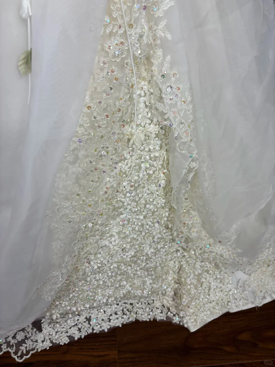 Gentle Princess Strapless Lace Flower Beaded Tulle Floor-Length Wedding Dress P2972 - Image 4