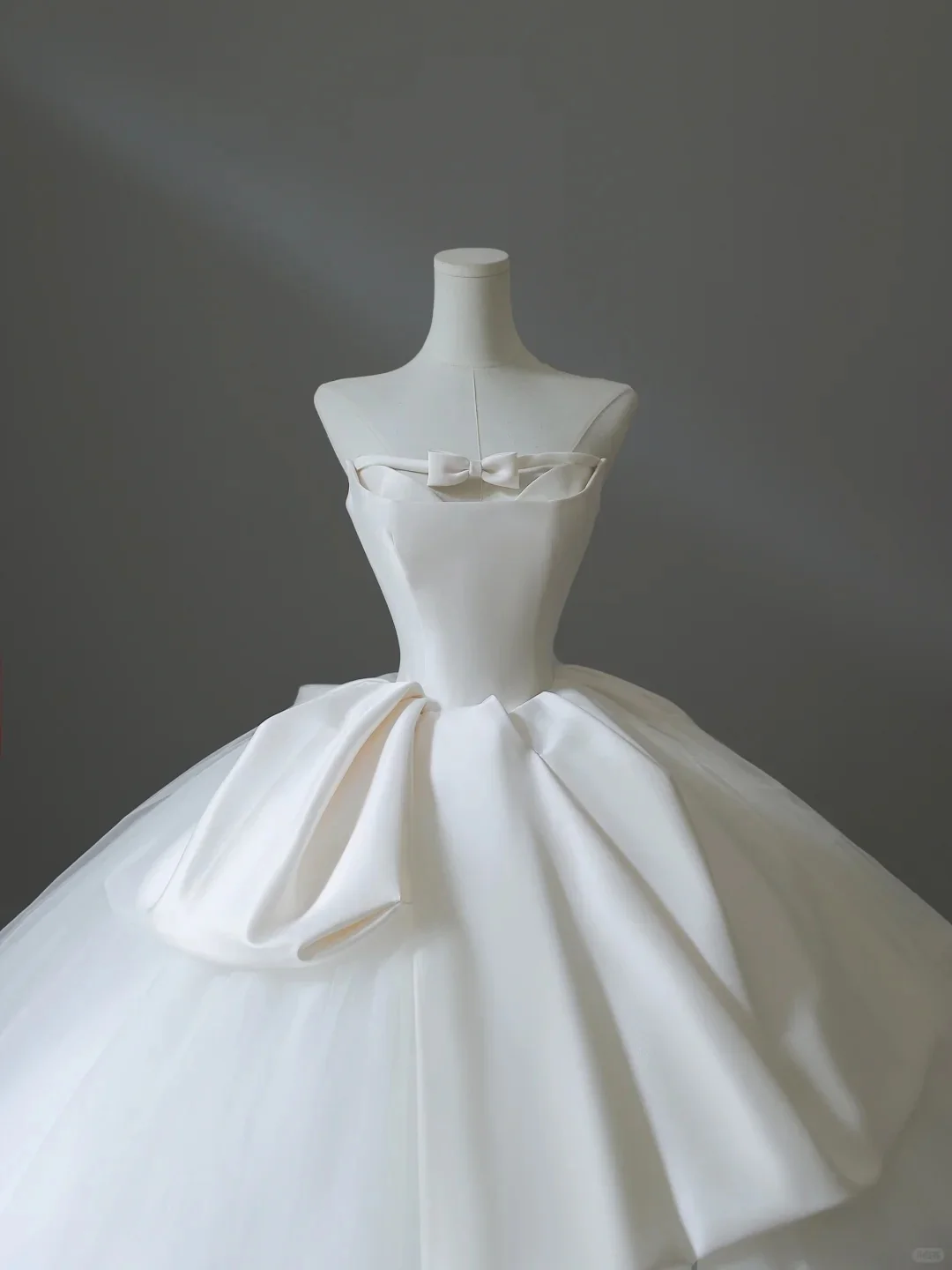 Girly Playful Bow A-line Tulle Satin Floor-length Wedding Dress P2534 - Image 3