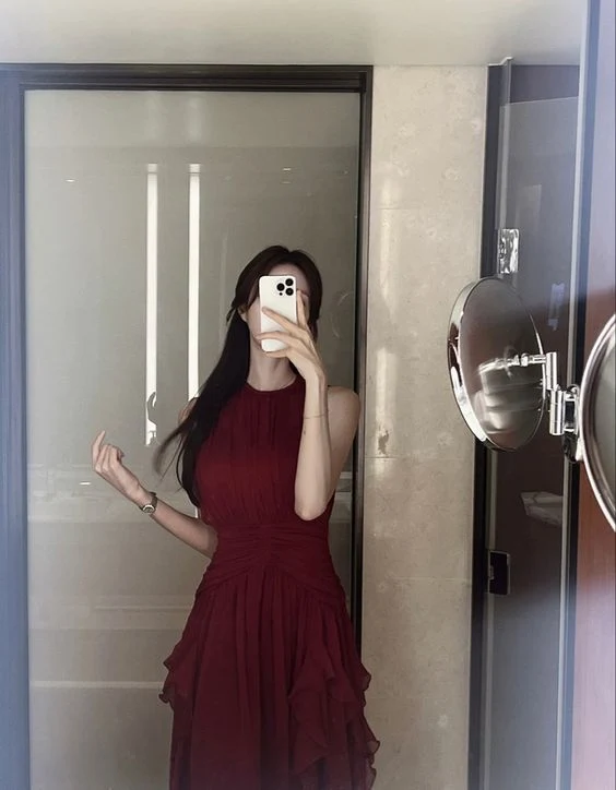 Glamorous A line Scoop Sleeveless Burgundy Long Prom Dress P963 - Image 3