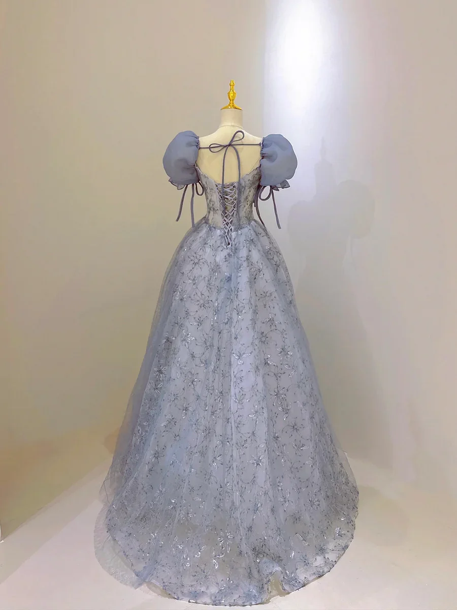 Gorgeous Blue Tulle Lace Long Prom Dress P572 - Image 2