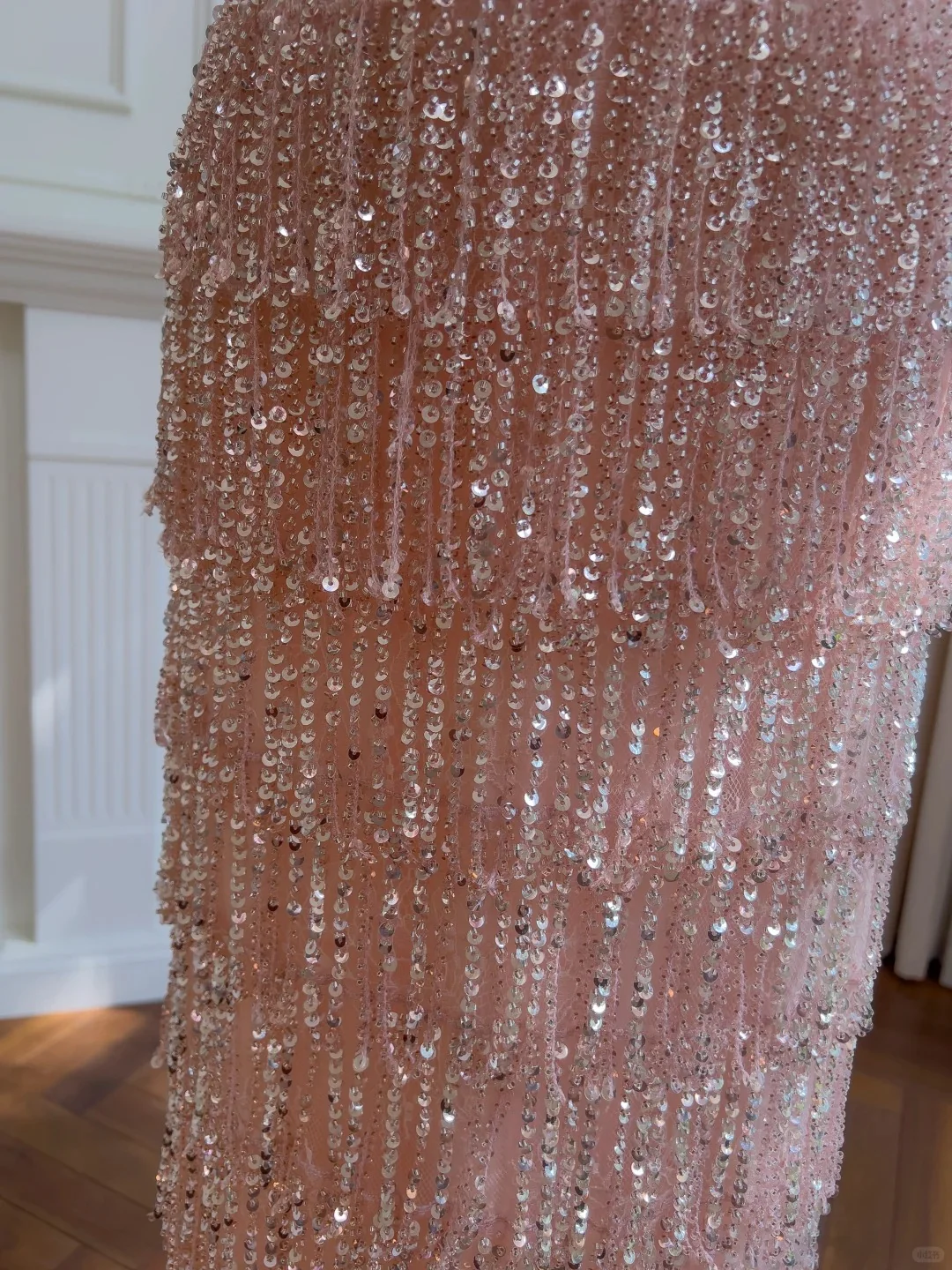 Gorgeous Pink Slim Square Neck 3D Flower Sequin Tassel Long Prom Dress Evening Dress P4054 - Image 9