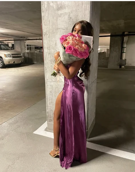Gorgeous Pink Split Front Mermaid Prom Dress Birthday Outfits P374 - Image 6