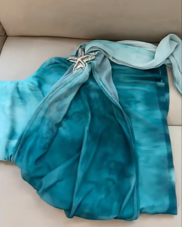 Gradient Blue Halter Neck Lace-Up Slim Starfish Homecoming Dress P3106 - Image 2