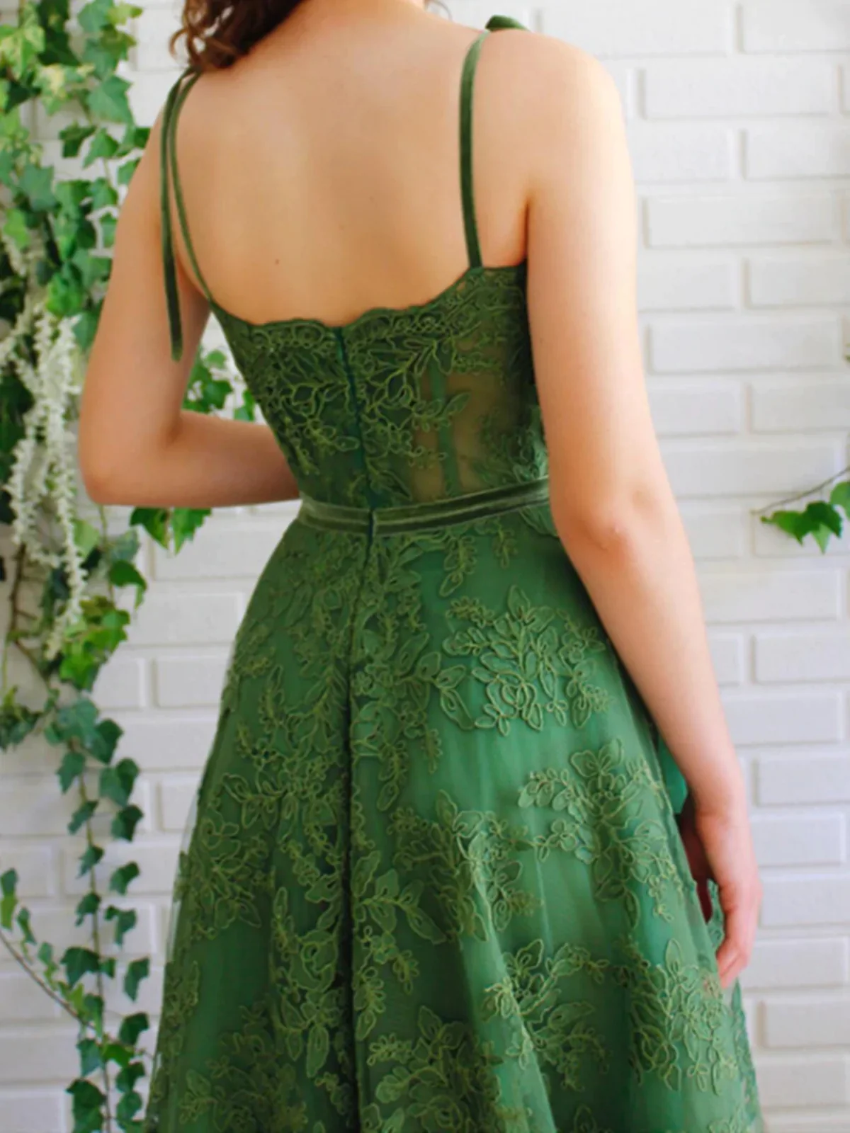 Green Lace Long Formal Graduation Dresses Birthday Outfits P2198 - Image 2