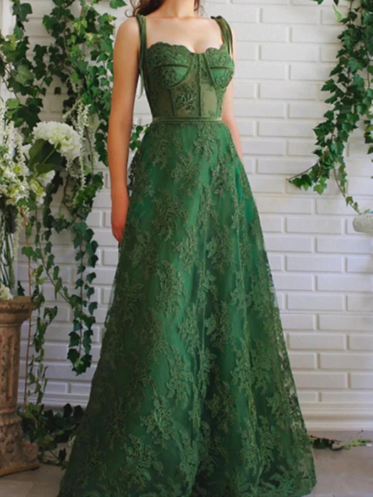 Green Lace Long Formal Graduation Dresses Birthday Outfits P2198 - Image 3