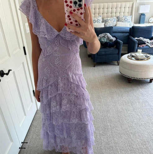 Lilac Lace Long prom Dress Party Dress 21th Birthday Outfits P2109 - Image 7