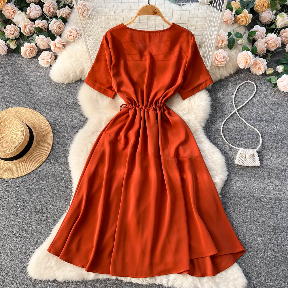 Lovely V-neck Short Dress, A-line Girl Fashion Dress P276 - Image 5