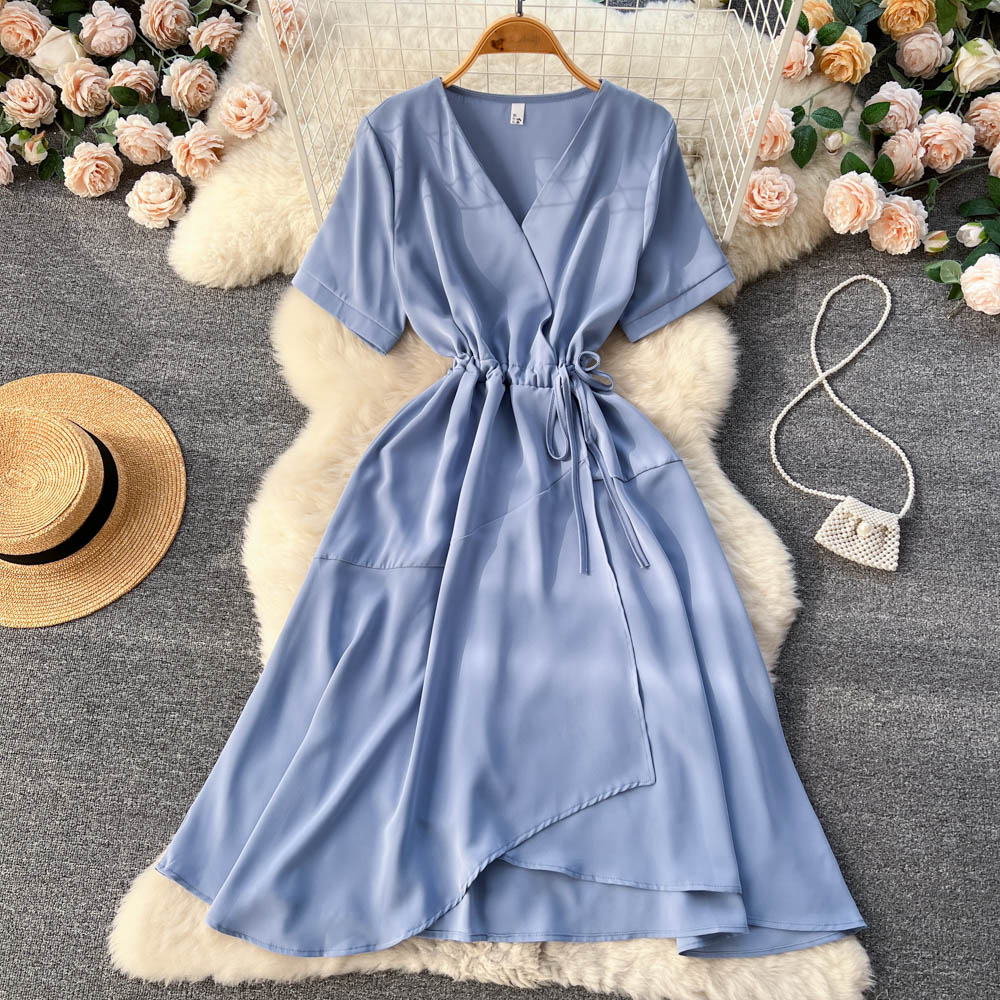 Lovely V-neck Short Dress, A-line Girl Fashion Dress P276 - Image 6
