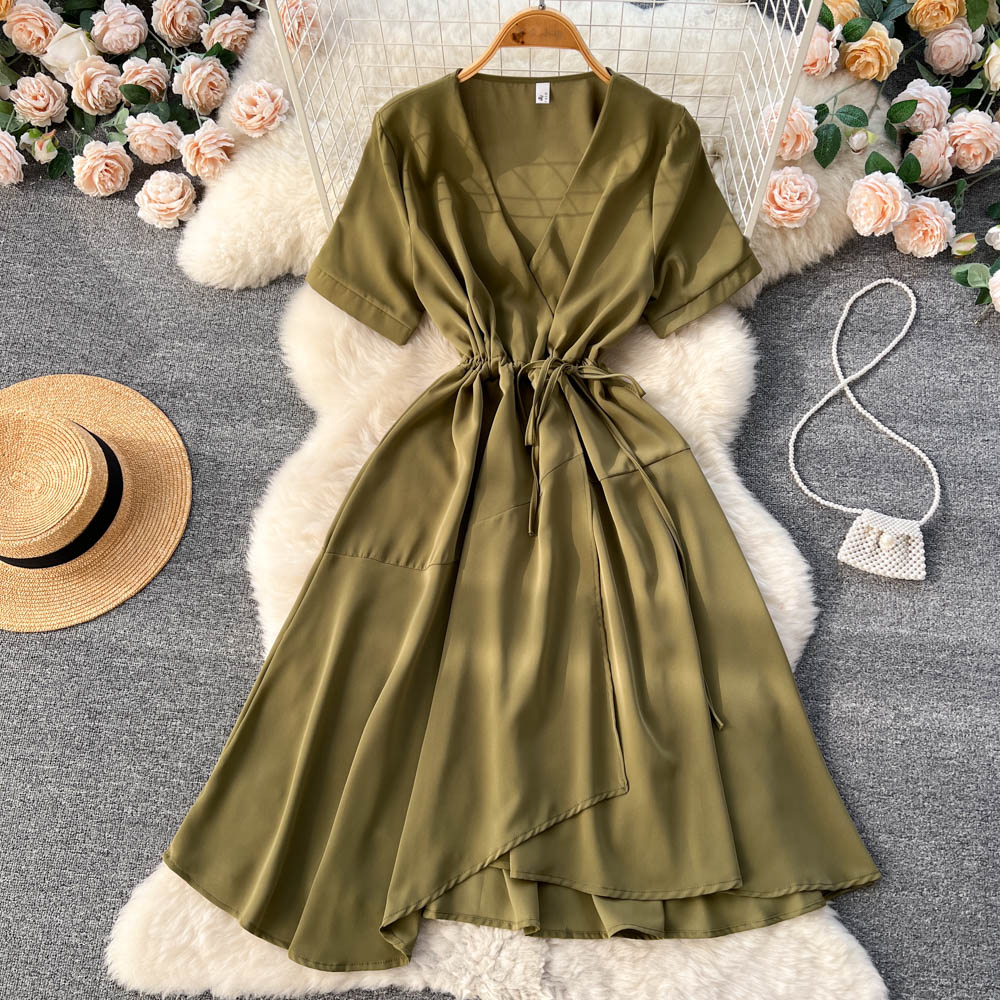 Lovely V-neck Short Dress, A-line Girl Fashion Dress P276 - Image 8