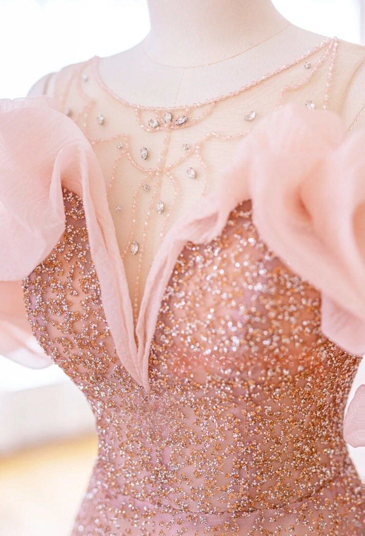 Luxurious A Line Off The Shoulder Pink Tulle Long Prom Dress P1719 - Image 4