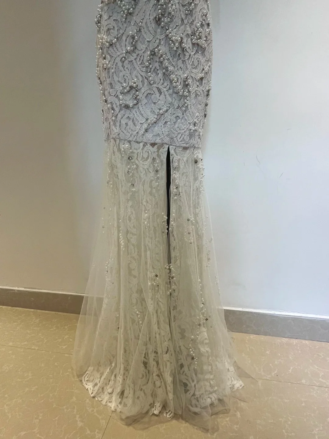 Luxurious And Elegant Sweetheart Neckline Pearl Rhinestone Lace Mermaid Long Prom Dress Evening Dress P4273 - Image 6