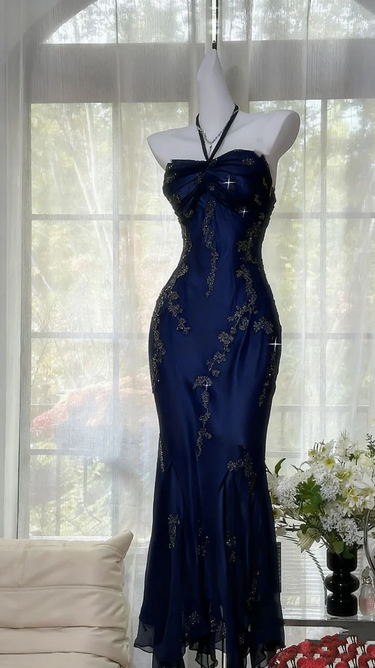Luxury Dark Green Mermaid Bead Embroidered Chiffon Long Prom Dress Evening Dress P4032 - Image 9