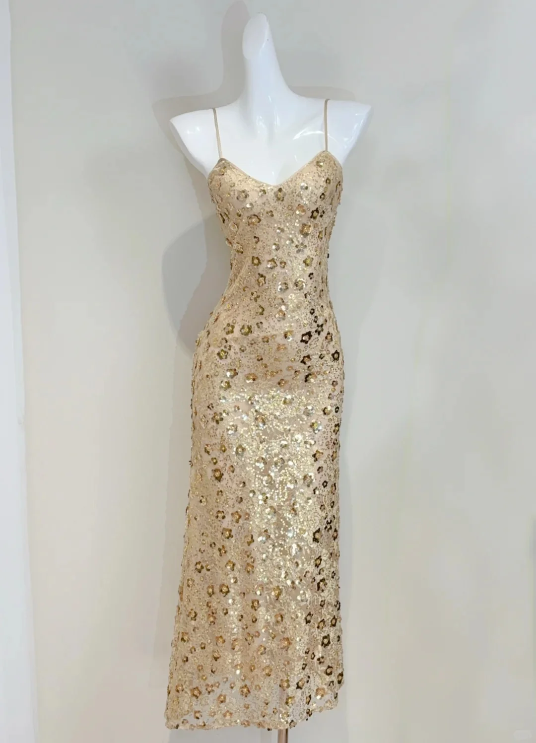 Luxury Gold Mermaid Strapless V-Neck Sequined Long Prom Dress Evening Dress P4075 - Image 2