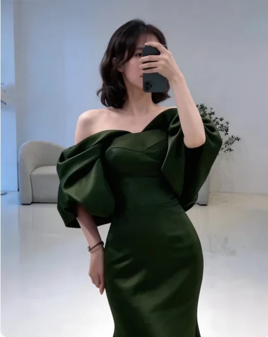 Mermaid Off The Shoulder Dark Green Long Prom Dress P1268 - Image 4