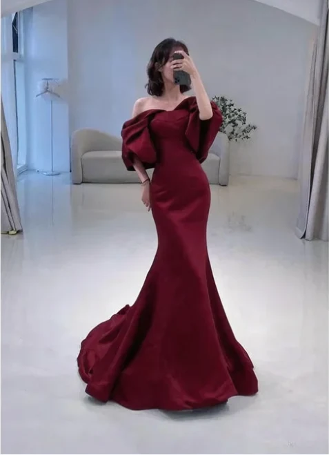Mermaid Off The Shoulder Dark Green Long Prom Dress P1268 - Image 7