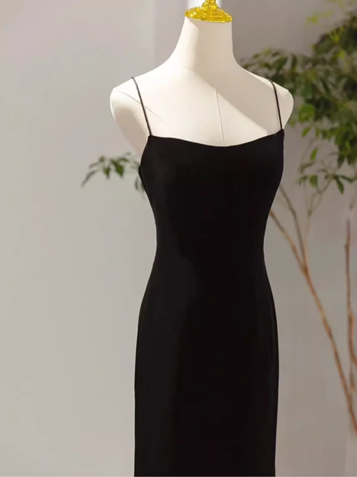 Mermaid Straps Black Velvet Long Prom Dresses P1013 - Image 3