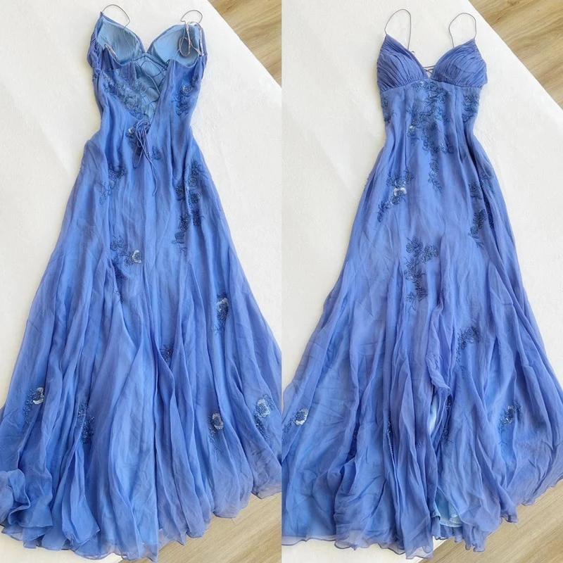 Modest A line Spaghetti Straps Prom Dresses 21th Birthday Outfits P440 - Image 2