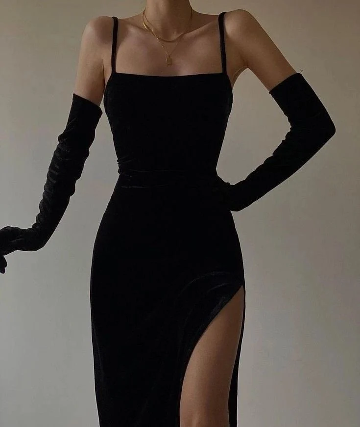 Modest Mermaid Black Straps Prom Dresses 22th Birthday Outfit P408 - Image 2