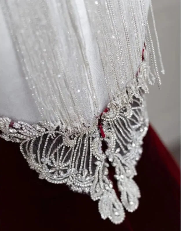 Modest Mermaid Scoop Neckline Burgundy Velvet Long Party Dress Prom Dress P2333 - Image 6