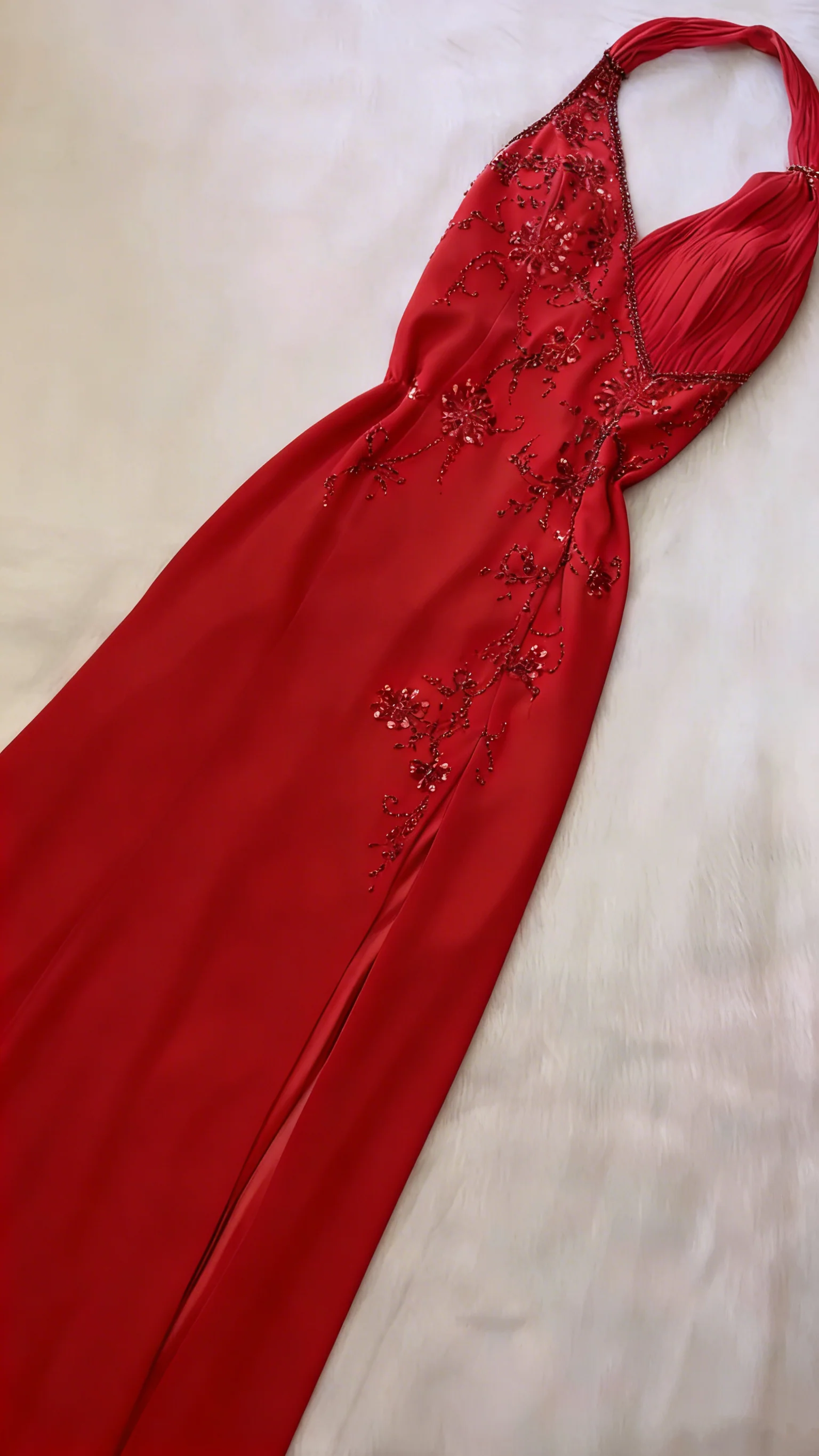 Pretty A Line Halter Blue Slit Chiffon Prom Dresses Long Evening Gowns P2319 - Image 10