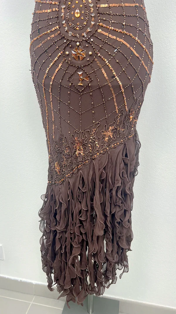 Pretty A Line Spaghetti Straps Chiffon Prom Dresses With Beads Long Evening Gowns P2307 - Image 9