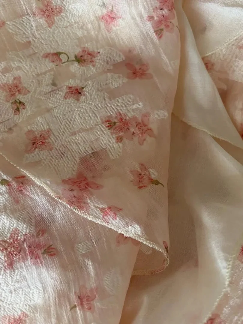Pretty Pink Floral Chiffon Off-the-shoulder Irregular Hem Homecoming Dress P3407 - Image 6