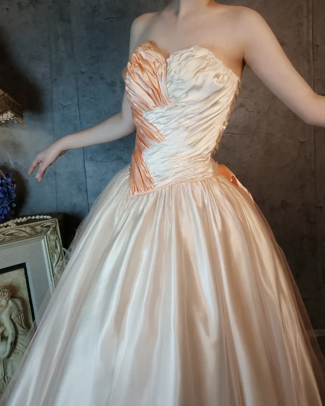 Princess Champagne Pink A-line Sweet Bow Satin Prom Dress Evening Dress Sweet 16 Dress P4316 - Image 5