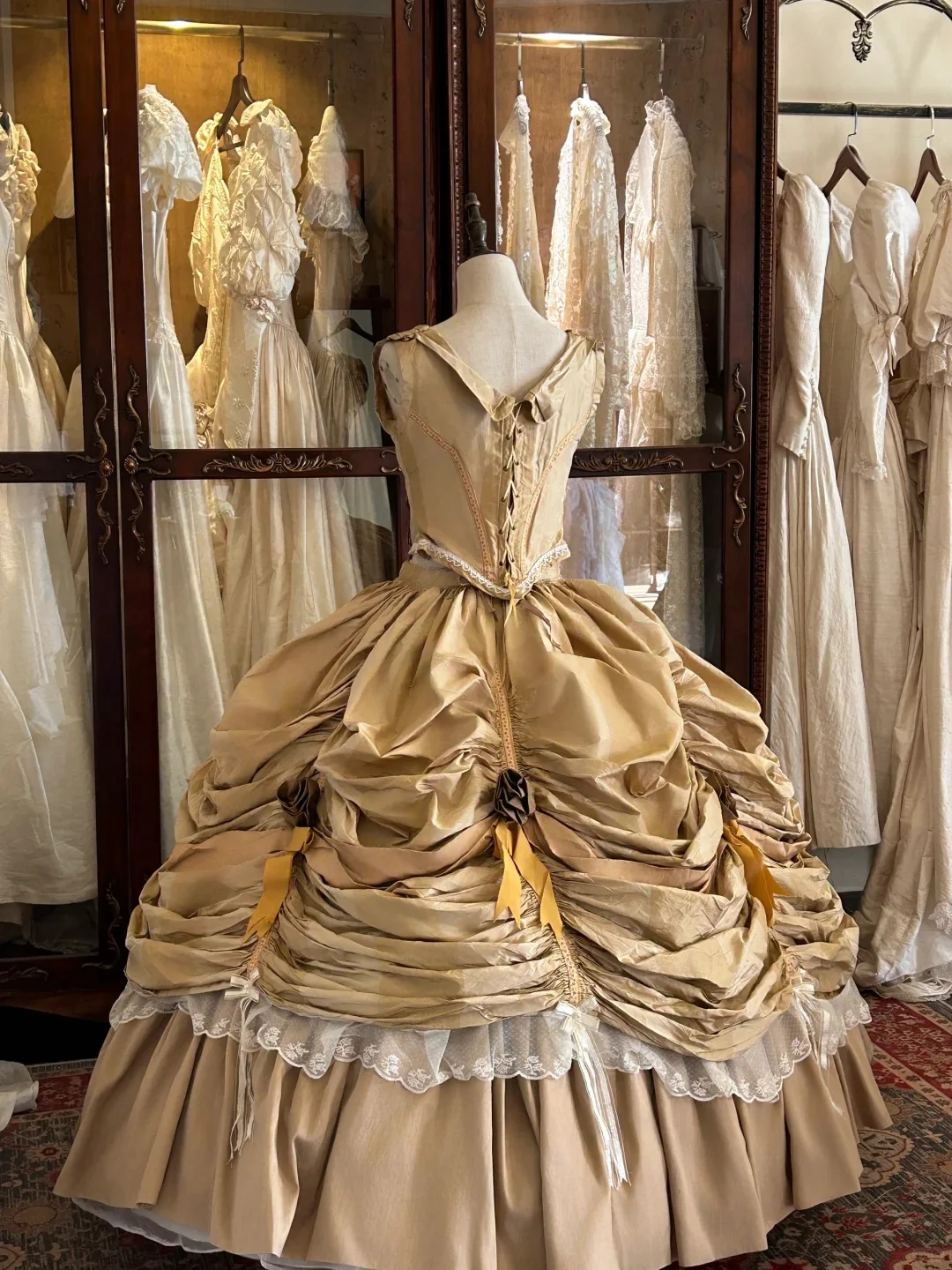 Princess Gold Rose Herringbone Waist Beaded Pleated Skirt Wedding Dress P3060 - Image 5