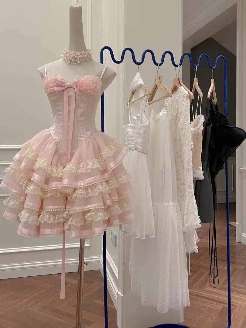 Princess Heart-shaped Collar Bow Herringbone Lace Edge Fluffy 17th Birthday Homecoming Dress P3781 - Image 7