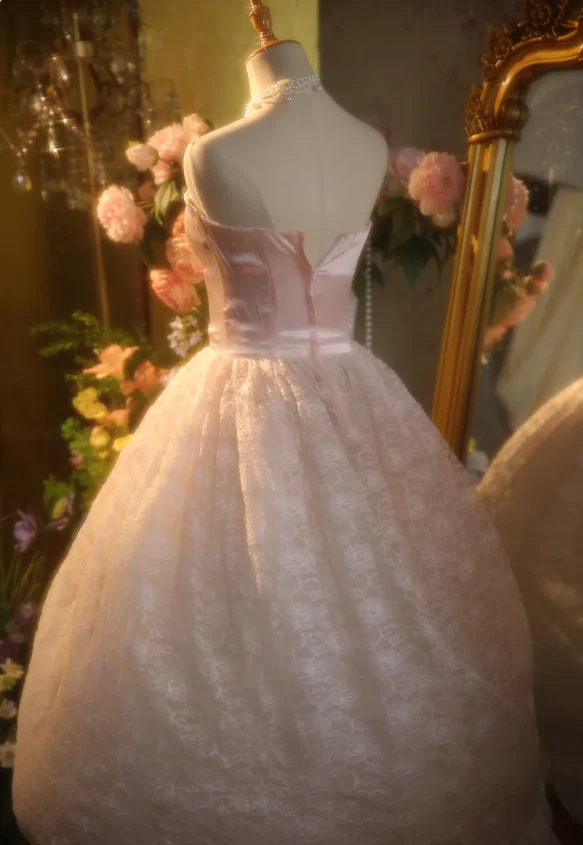 Princess Light Pink Strapless Lace Ball Gown Evening Dress Sweet 16 Dress P4304 - Image 8