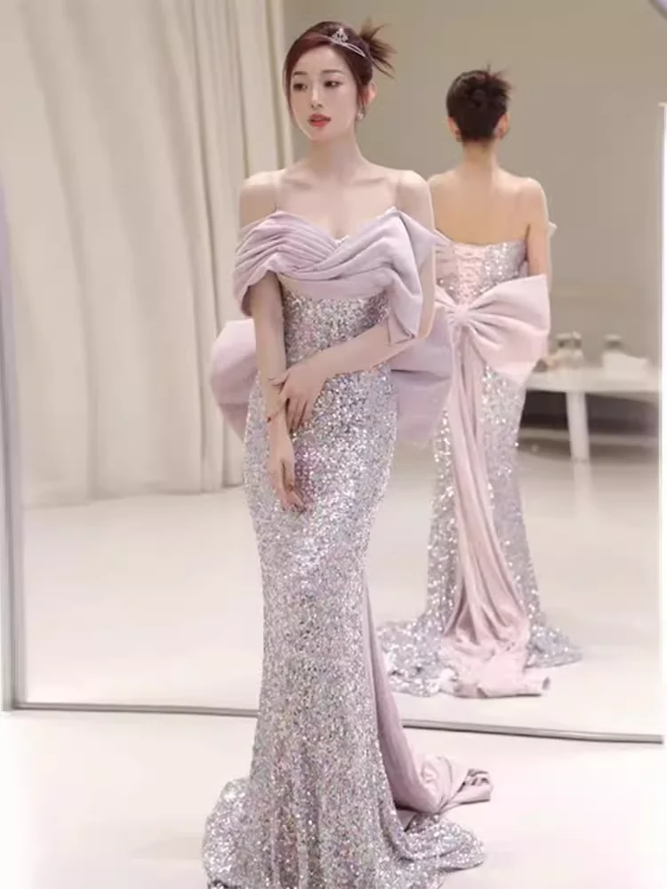 Princess Mermaid Sequin Lilac Prom Dress Long Prom Dresses P549 - Image 2