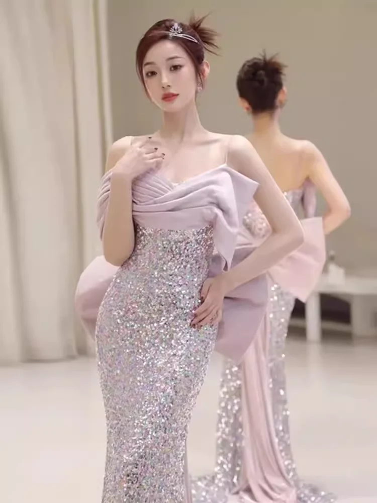 Princess Mermaid Sequin Lilac Prom Dress Long Prom Dresses P549 - Image 3