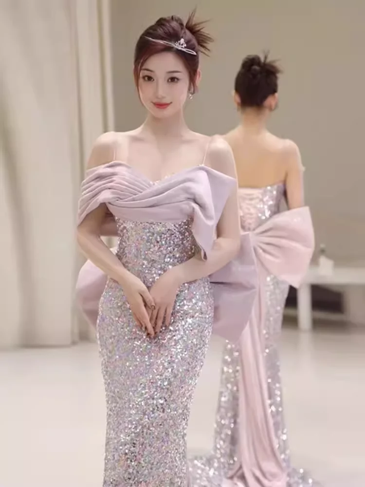 Princess Mermaid Sequin Lilac Prom Dress Long Prom Dresses P549 - Image 4